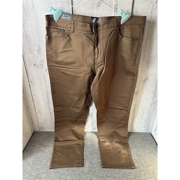 Members Mark Mens Slim Fit Pants Size 38x30 Brown Logan Stretch 5 Pockets - Picture 2 of 7